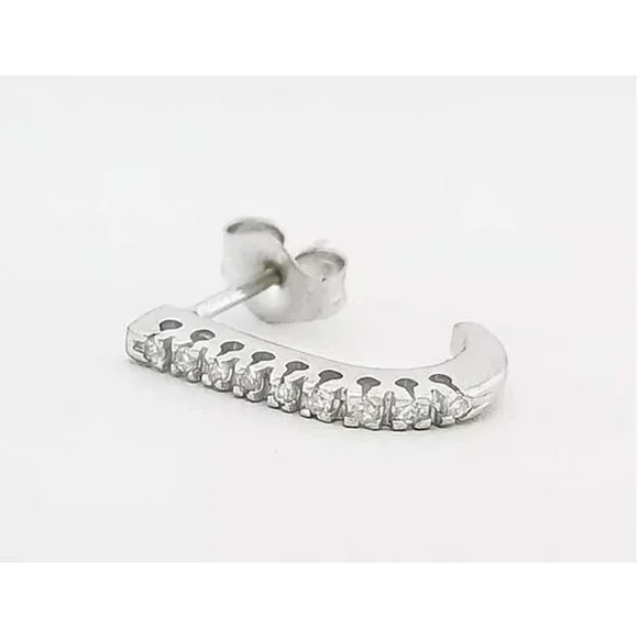 Genuine Diamond Dangling Single Earring 14k White Gold